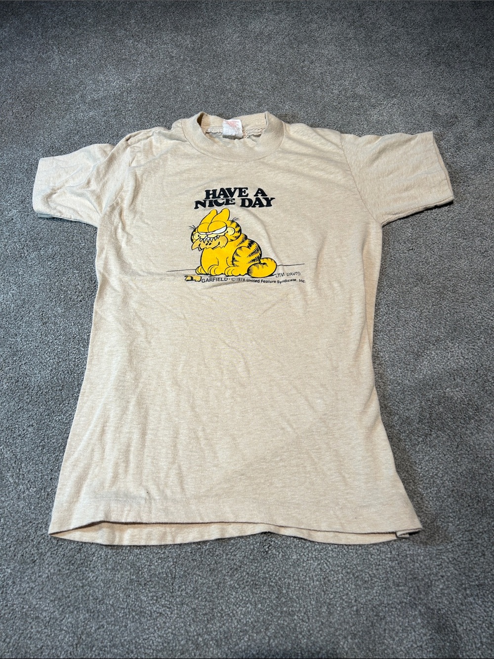 Have A Nice Day Garfield Graphic Tee - Cream